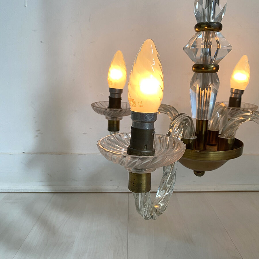 50's vintage glass and brass suspension