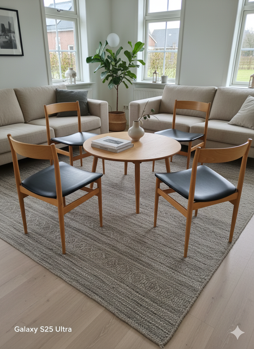 4 Scandinavian beech chairs from the 1960s.