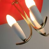 1950s mid century 3-light pendant brass metal plastic stilnovo era
