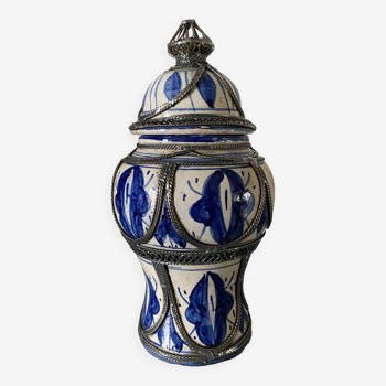Ceramic apothecary pot with silver mount Orient (Tunisia?)