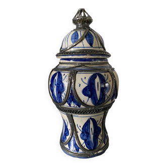 Ceramic apothecary pot with silver mount Orient (Tunisia?)