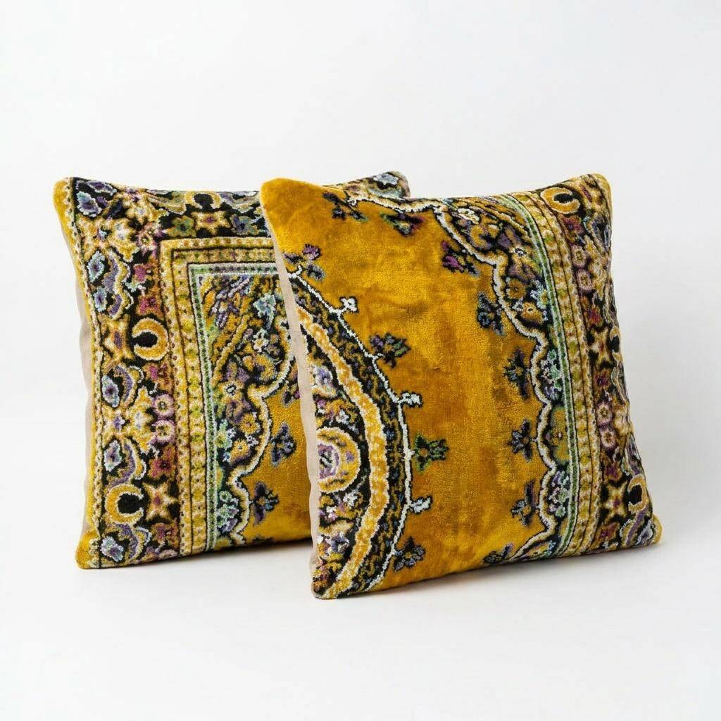 Set of 2 vintage velvet cushion covers 48x51 cm