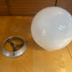 Vintage Ceiling Light Opaline White Ball + Aluminium Support 50s #E