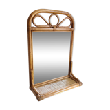 Miroir étagère en rotin