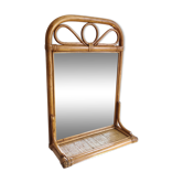Rattan shelf mirror