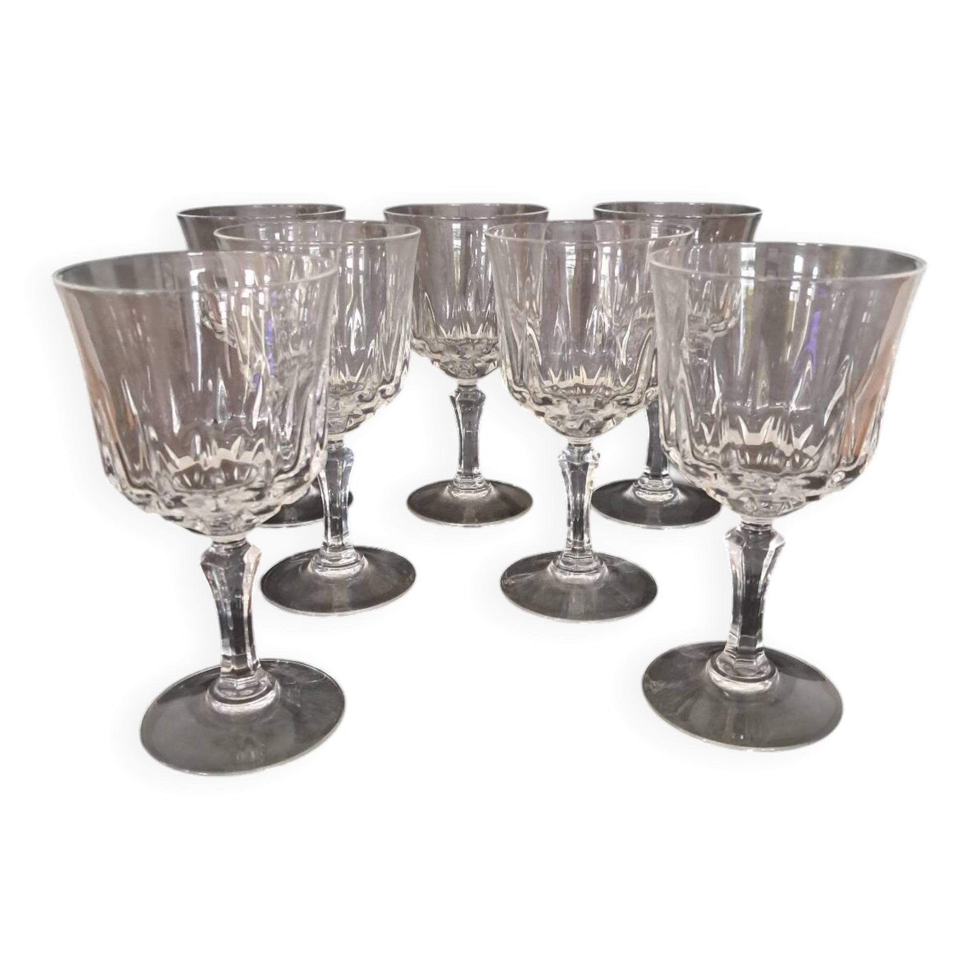 7 crystal wine glasses from Arques, Germain model.