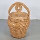 Vintage Straw and Wicker Stool with Storage Basket, 1960s