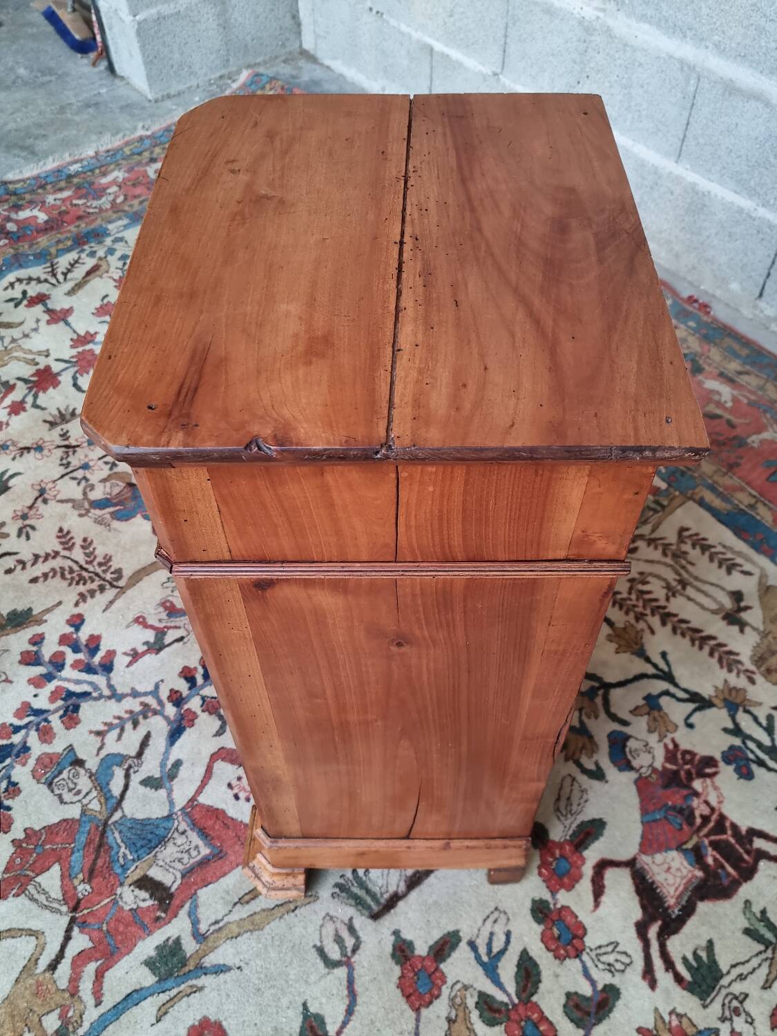 Blond solid cherry and veneer bedside table, Louis Philippe, period X.