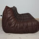 Togo 3 seater sofa in brown leather designed by Michel Ducaroy 1973