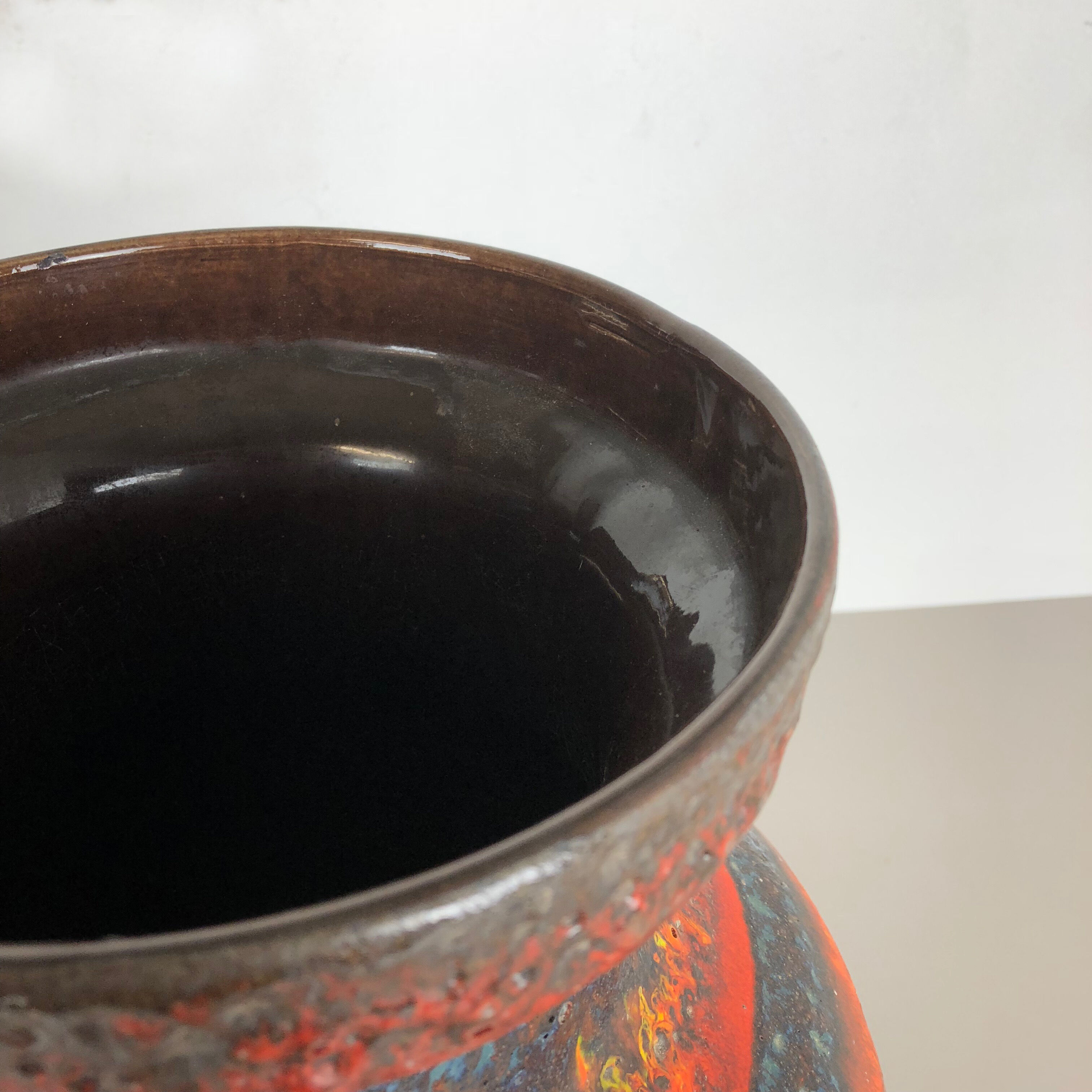 Multi-Color Pottery Fat Lava Multi-Color Floor Vase Made by Scheurich, Germany 1970s