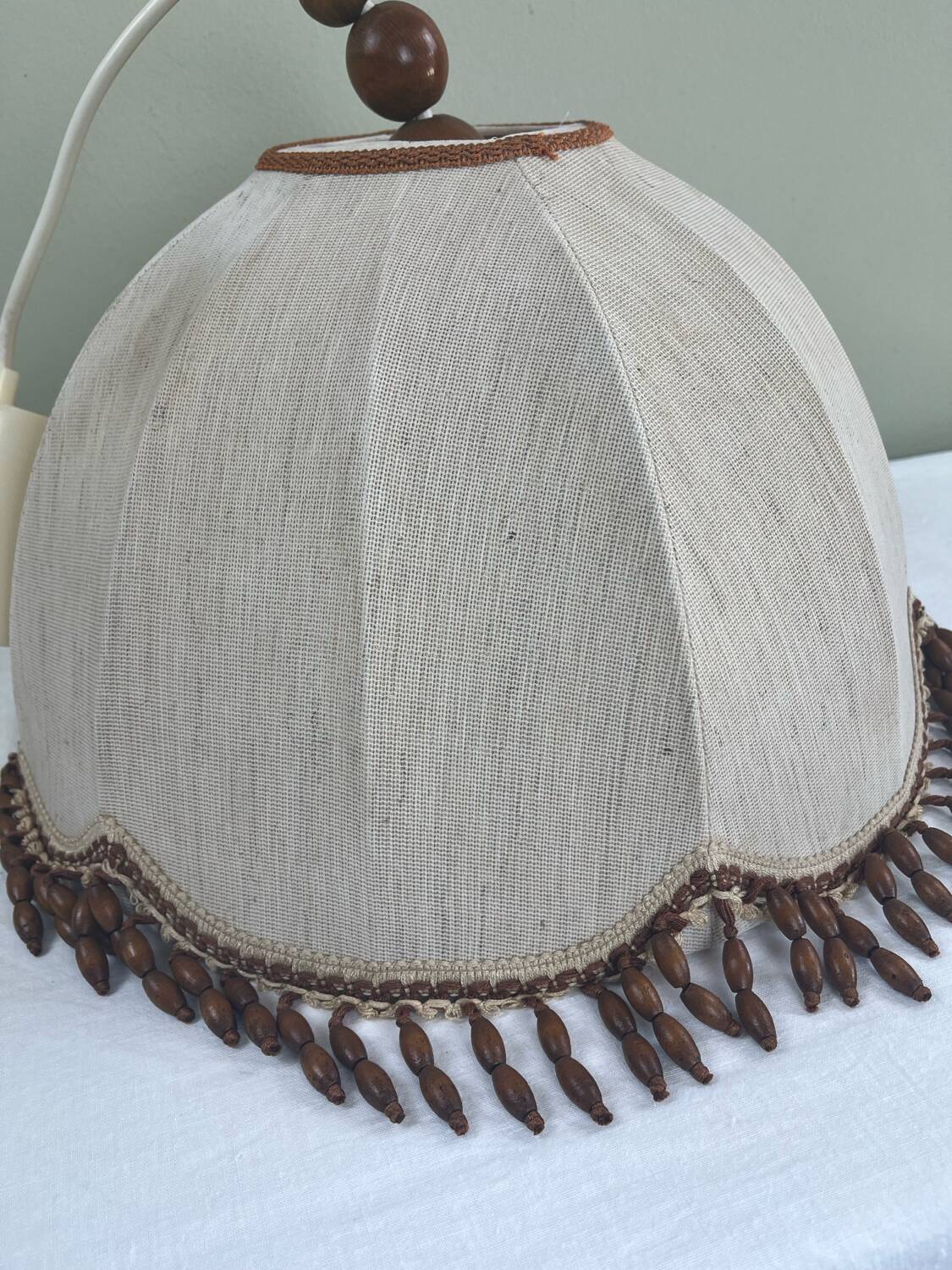 Suspension vintage perles en bois