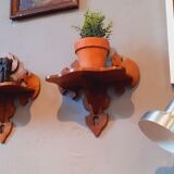 Pair of shelves late nineteenth century in solid walnut style Gothic