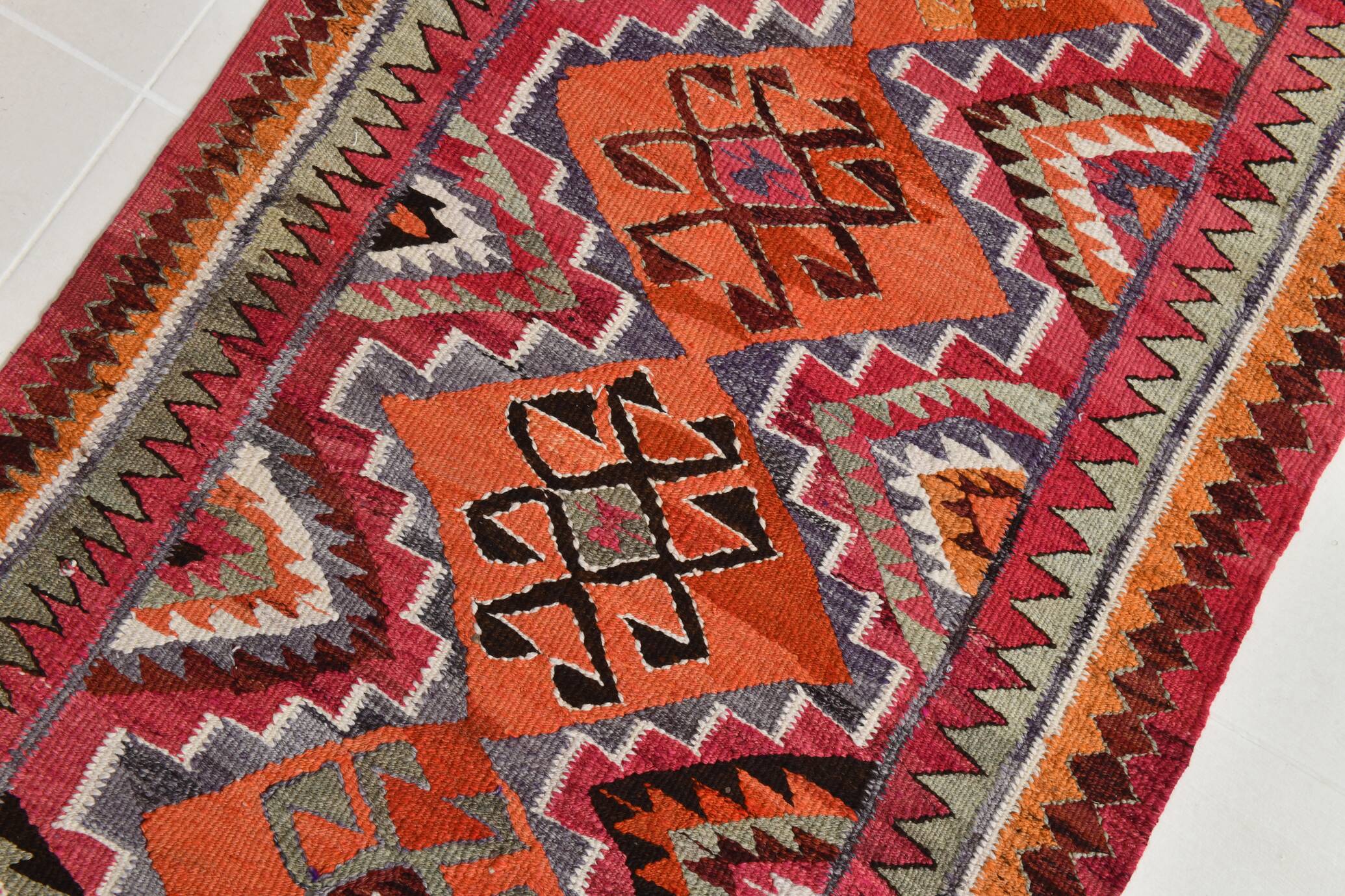 3x10 Vintage Persian Kilim Runner Rug, 97x299Cm