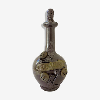 Cruchon à calvados à bouchon anthropomorphe en grès normand marqué "Lisieux"
