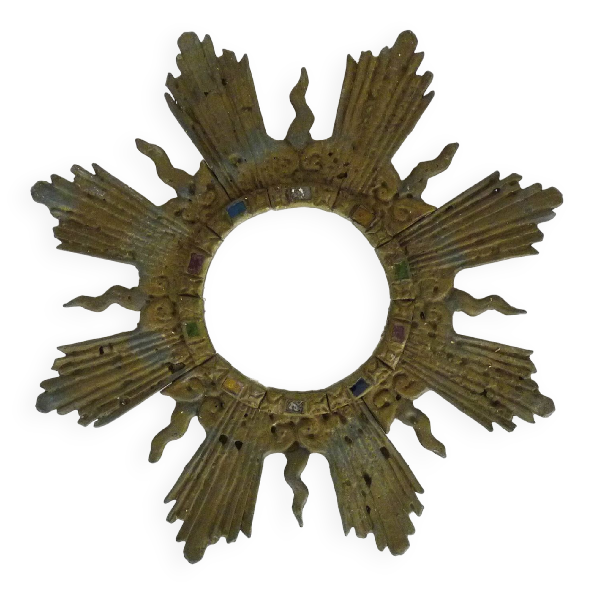 Old lead sun mirror Line Vautrin style Irena Jaworska 48 cm - 18.89 "