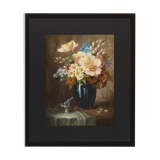 Bouquet de fleurs , Huile sur assiettes , 55 x 66 cm
