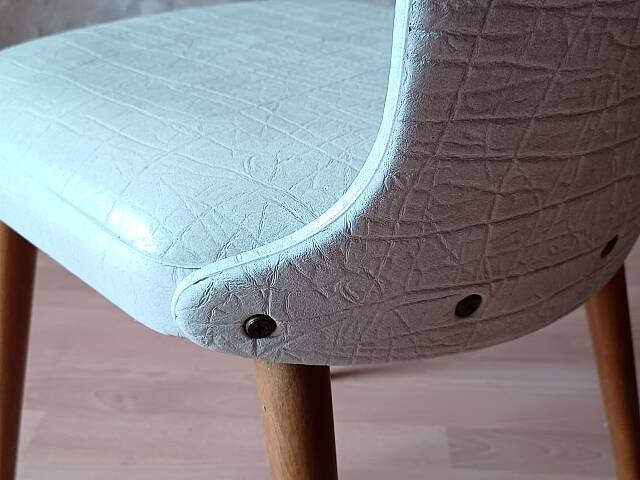 4 vintage Baumann Essor chairs in wood and skai from the 1960s