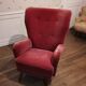 Danish bergere armchair year 40 50 red velvet