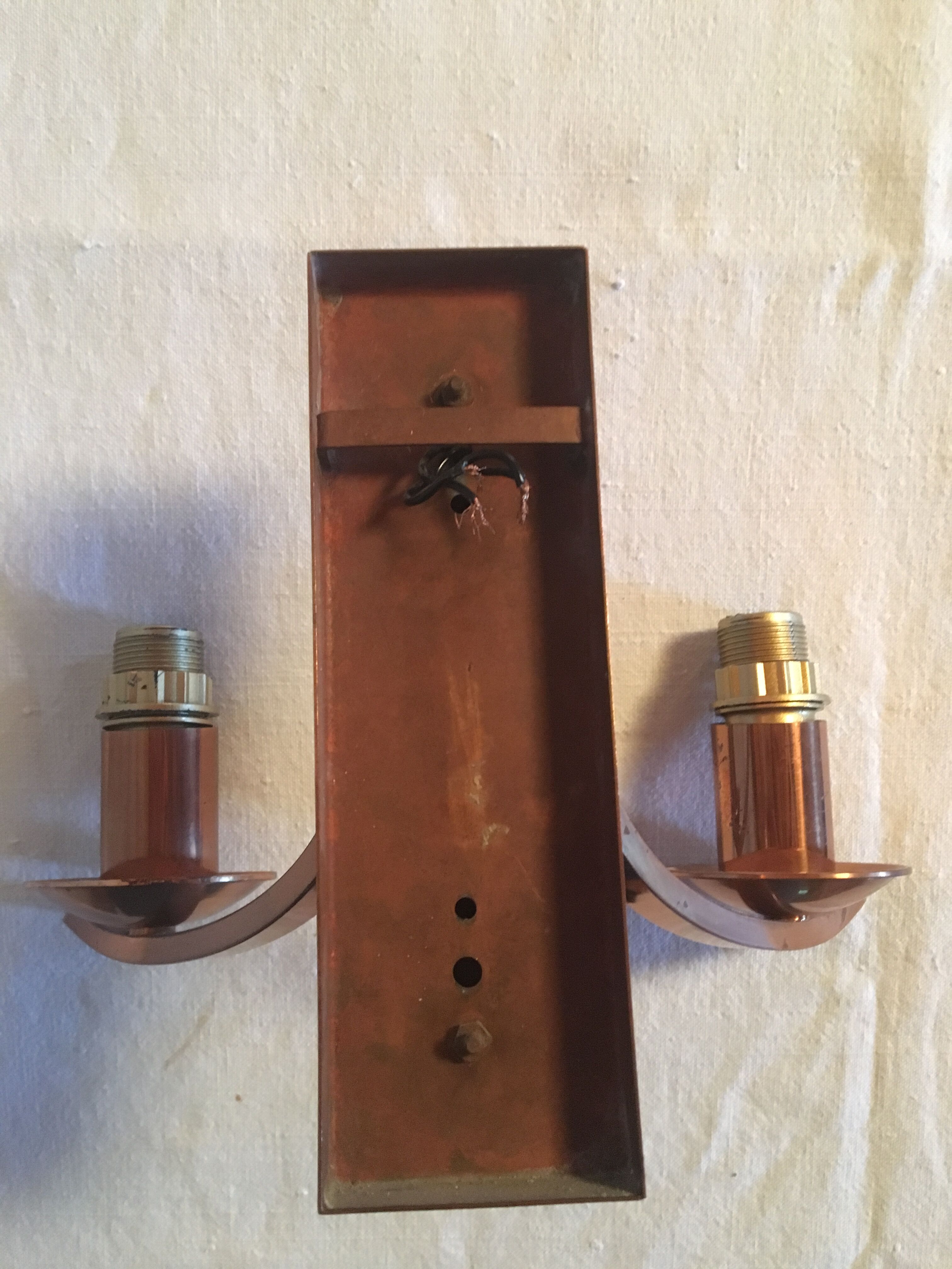 Pair of vintage copper appliques