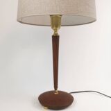 Teak and brass table lamp, mid-century, Sweden 1950s