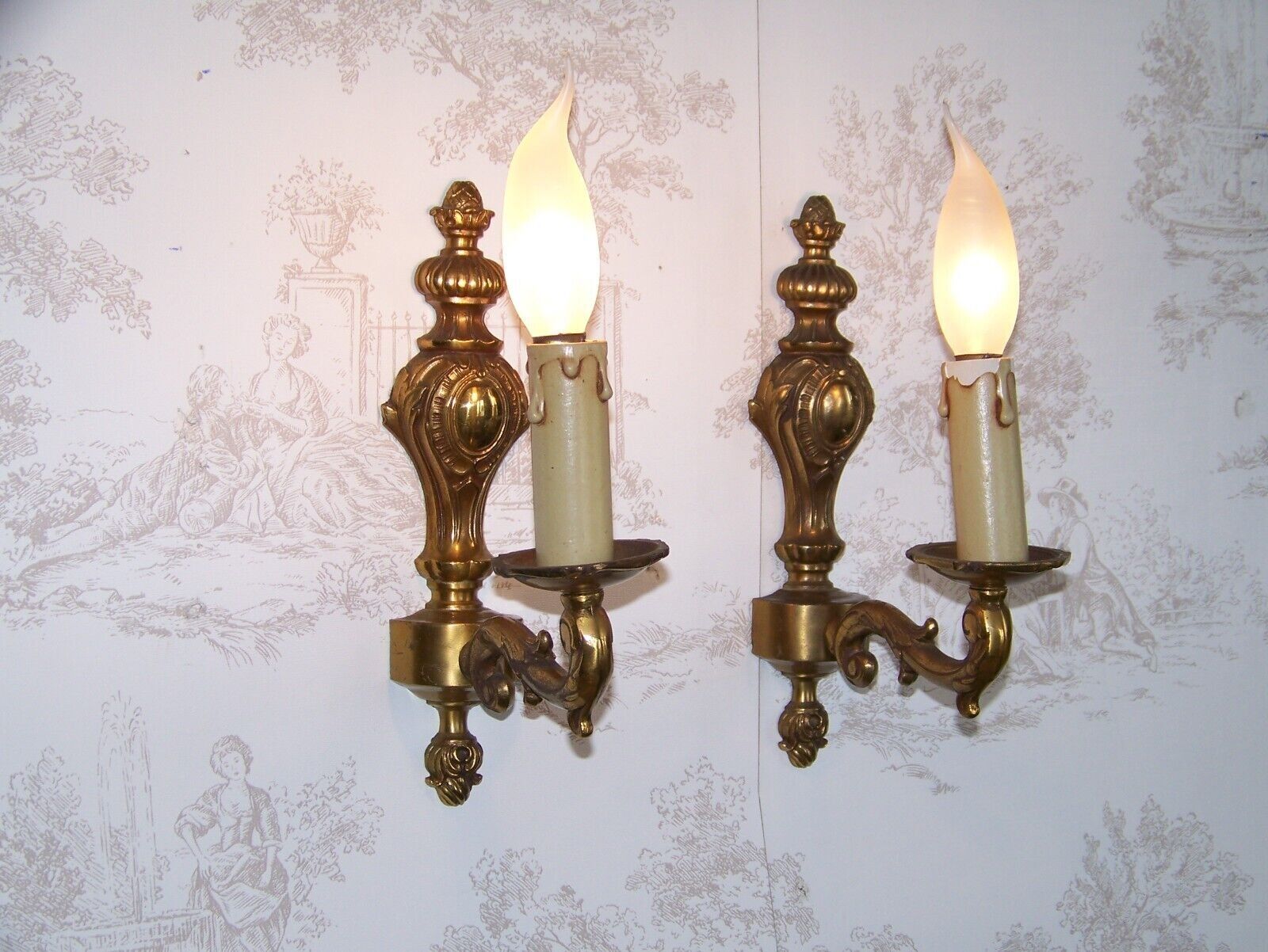 Pair of brass sconces