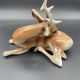 Royal Dux porcelain lying deer – Vintage Bohemian sculpture, mod