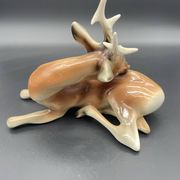 Royal Dux porcelain lying deer – Vintage Bohemian sculpture, model