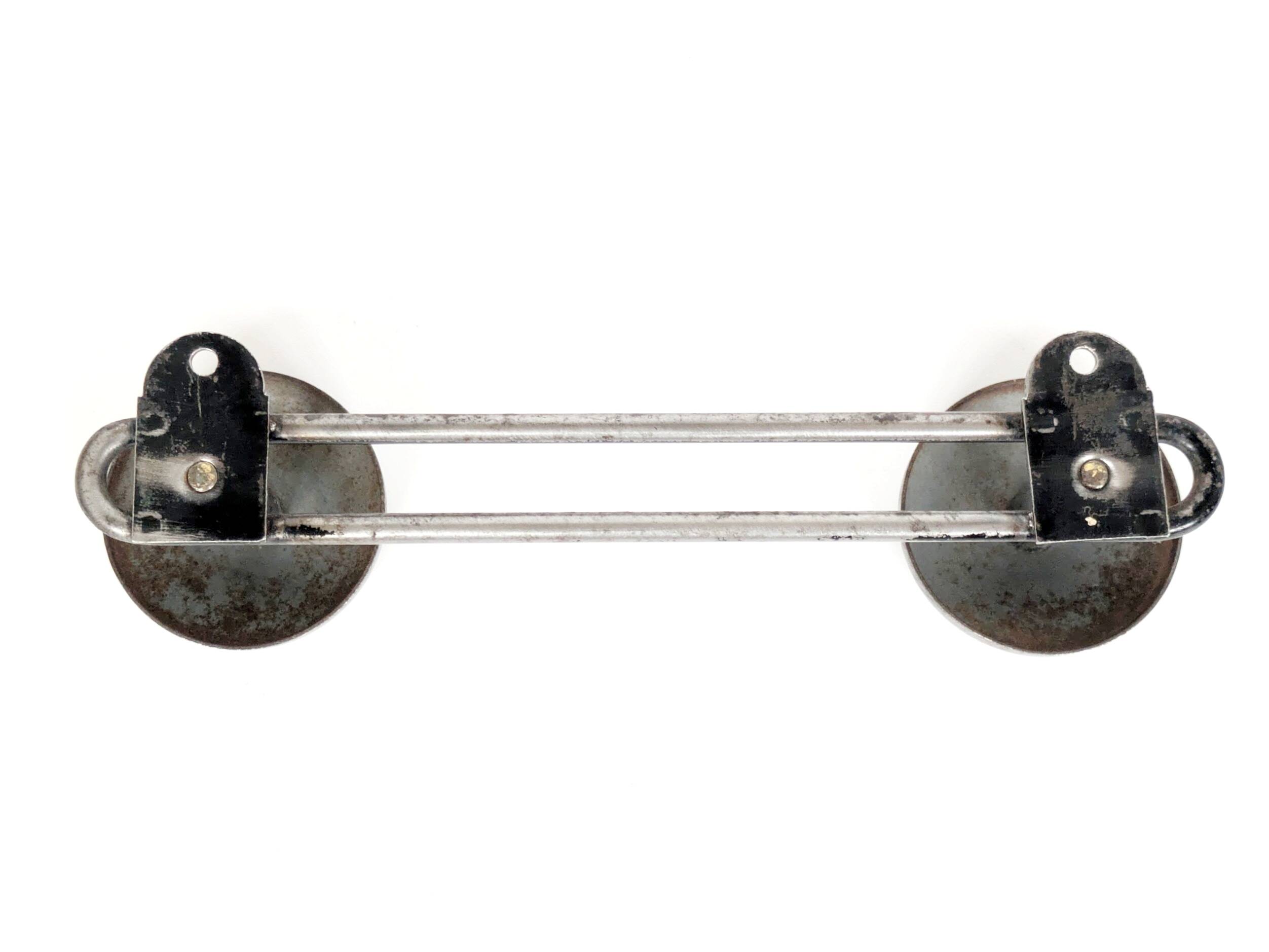 Pair of wall hooks in steel, industrial style, 1950s