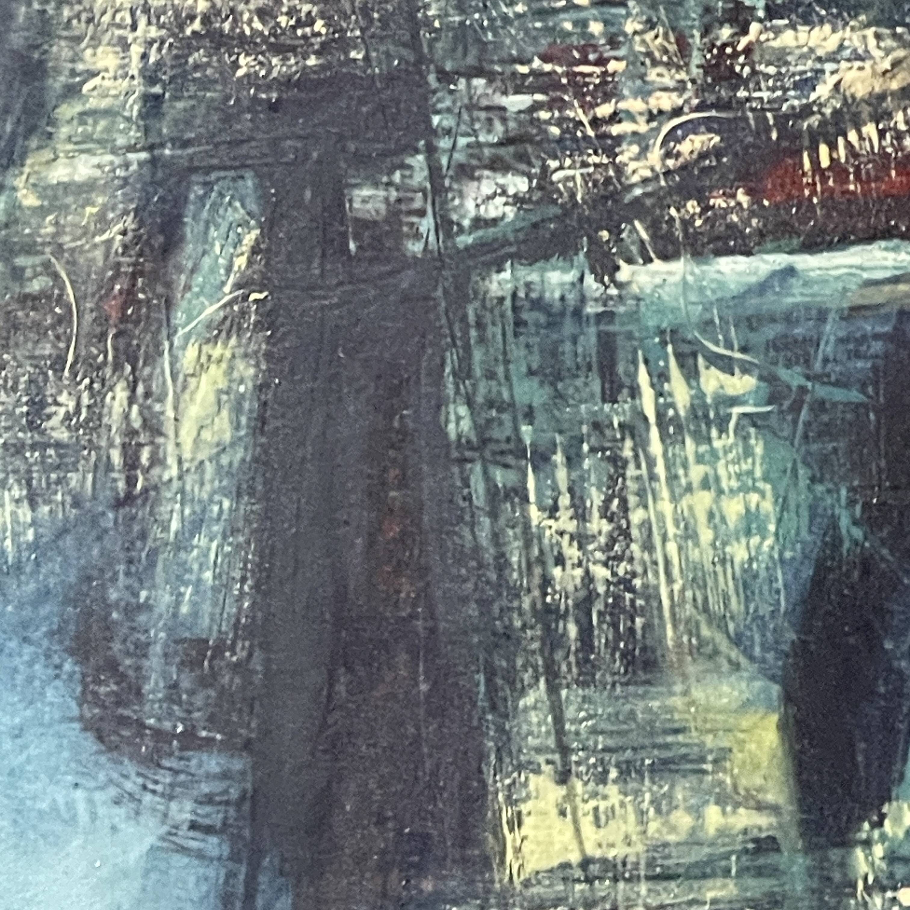 Blue abstract painting, MACKOWIAK ERWIN, Belgian painter, oil on panel, 1960