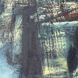 Tableau abstrait bleu, MACKOWIAK ERWIN, peintre belge, huile sur panneau, 1960