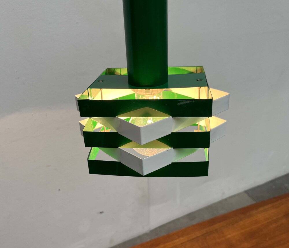 Modern metal lamella pendant lamp from the mid-century in the style of J. J. M. Hoogervorst for Anvia, 1960s.