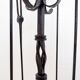 Set d'outils pour cheminée en fer forgé martelé : H 127cm