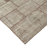 Handwoven oriental overdyed 202 cm x 297 cm brown patchwork carpet