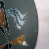 Rare pair of ceramic plates and enamel with mythological decoration. The 50s.