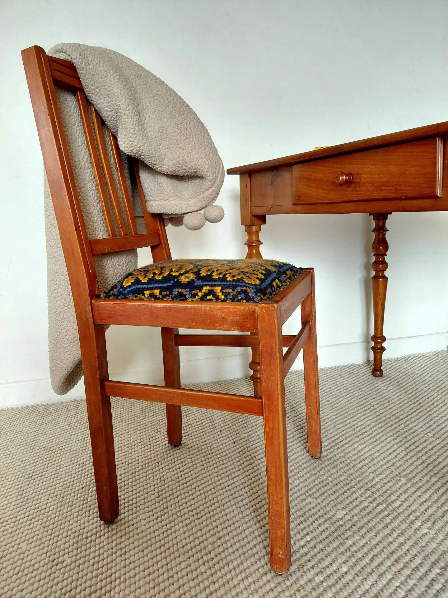 Fischel bistro chair "Indislocables" solid wood 1940s-1950s