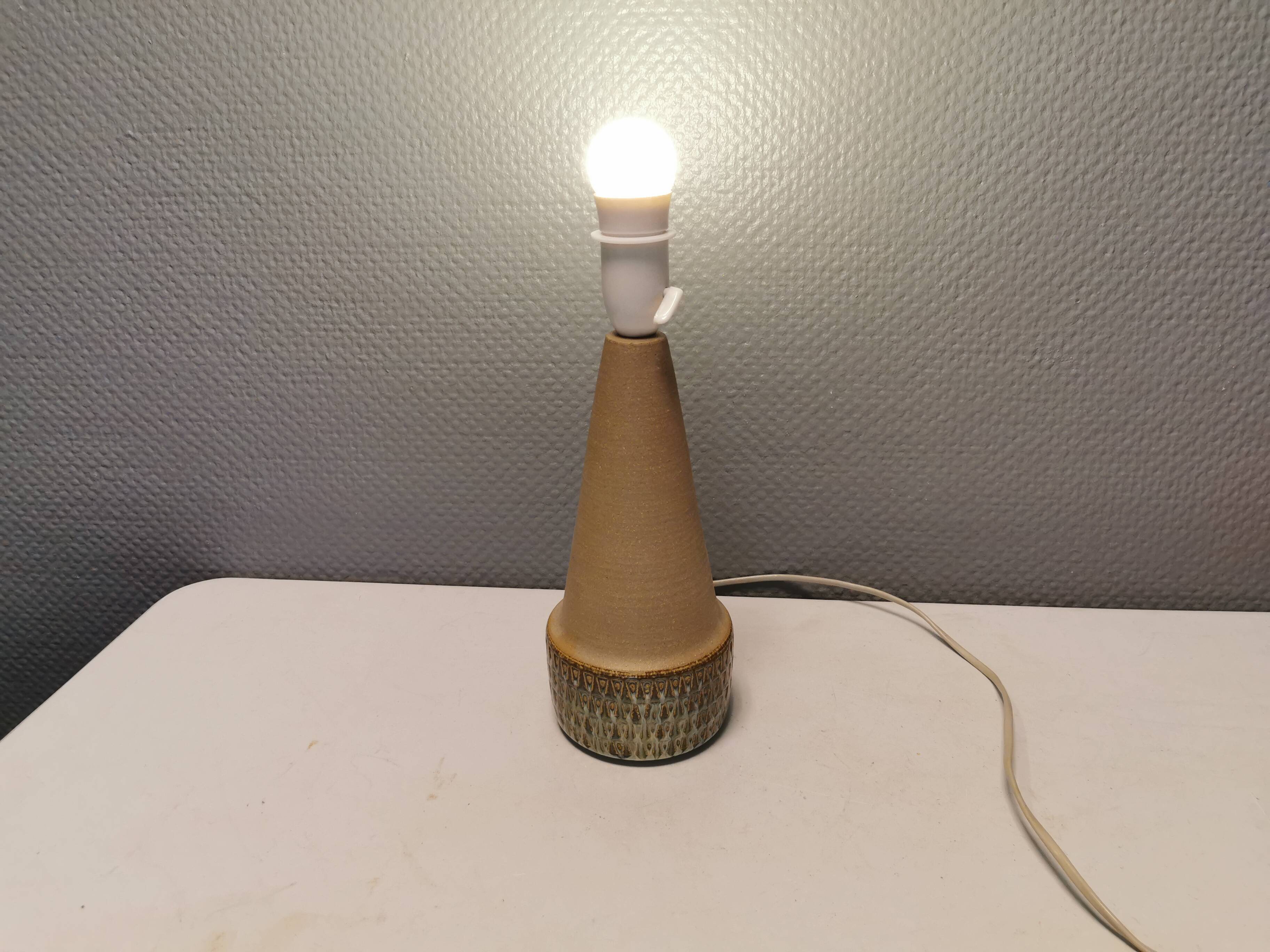 Handmade Beautiful partially glazed table lamp from Danish Søholm Ceramics, 1970s.