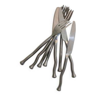 set of 4 wavy forks & 4 knives