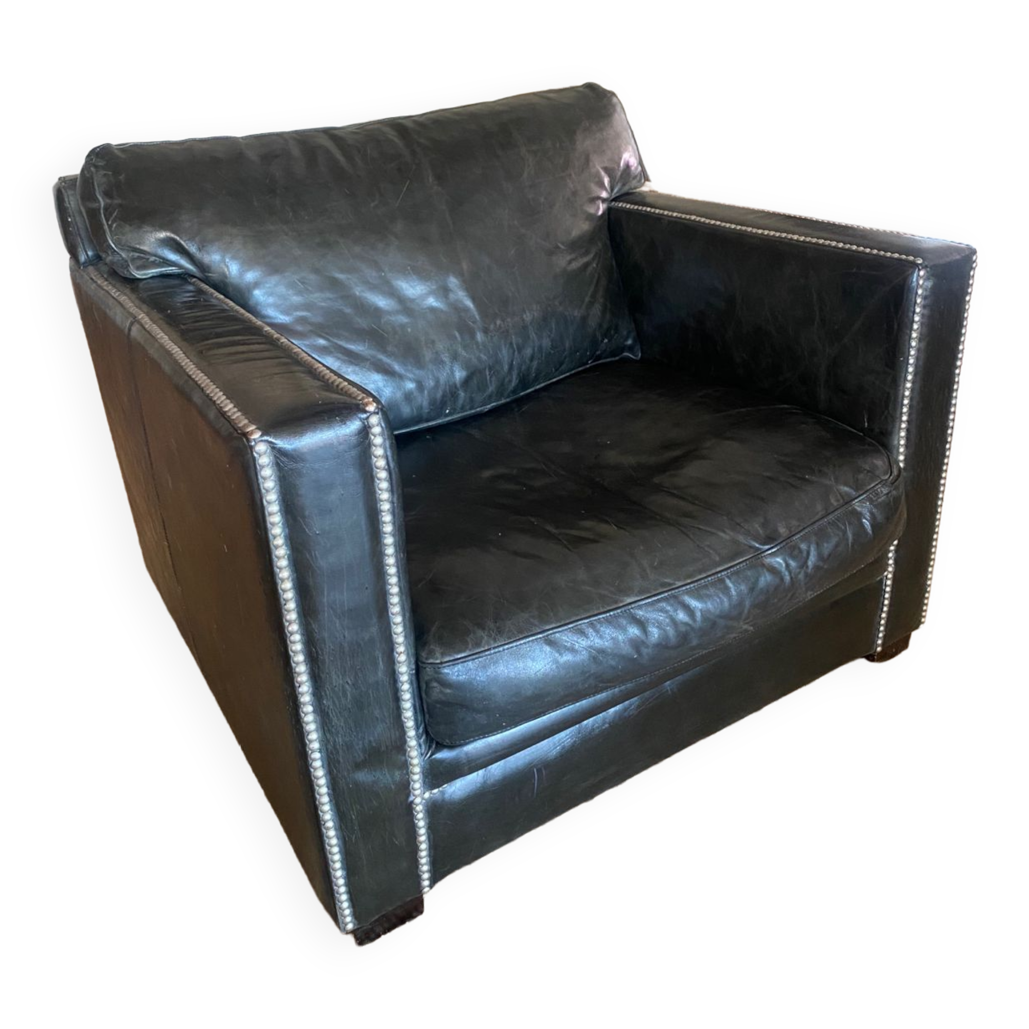Fauteuil club en cuir noir