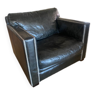 Club armchair in black leather