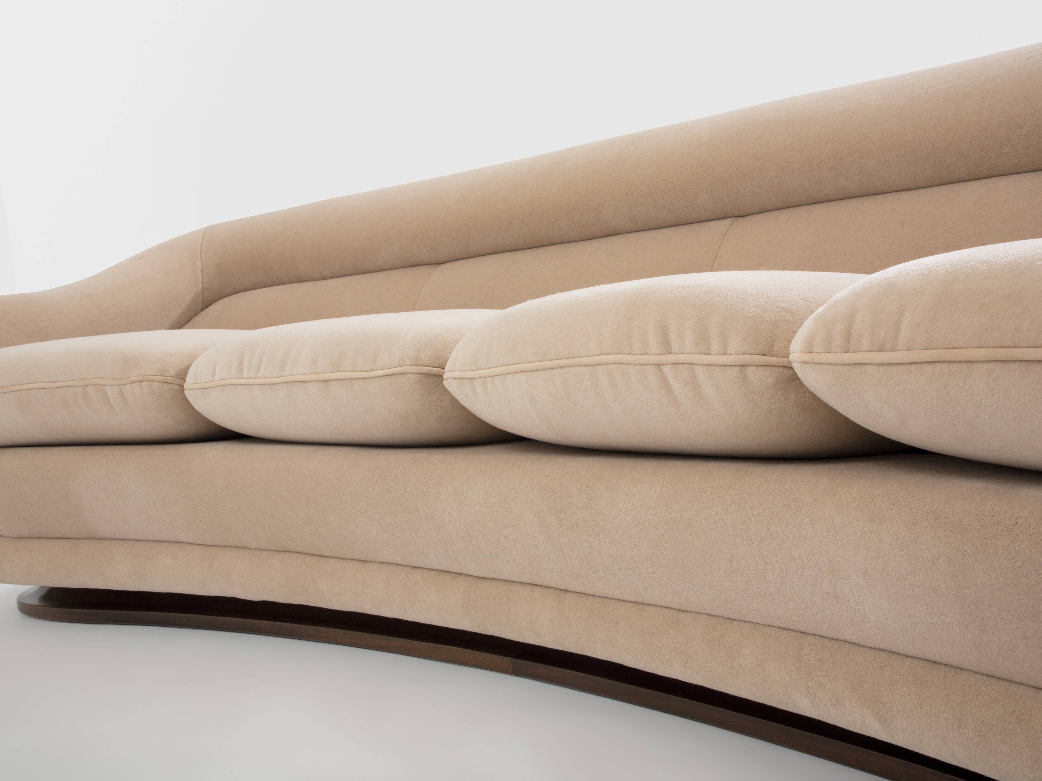 Walnut and mohair velvet sofa by Isa Bergamo, 1940s