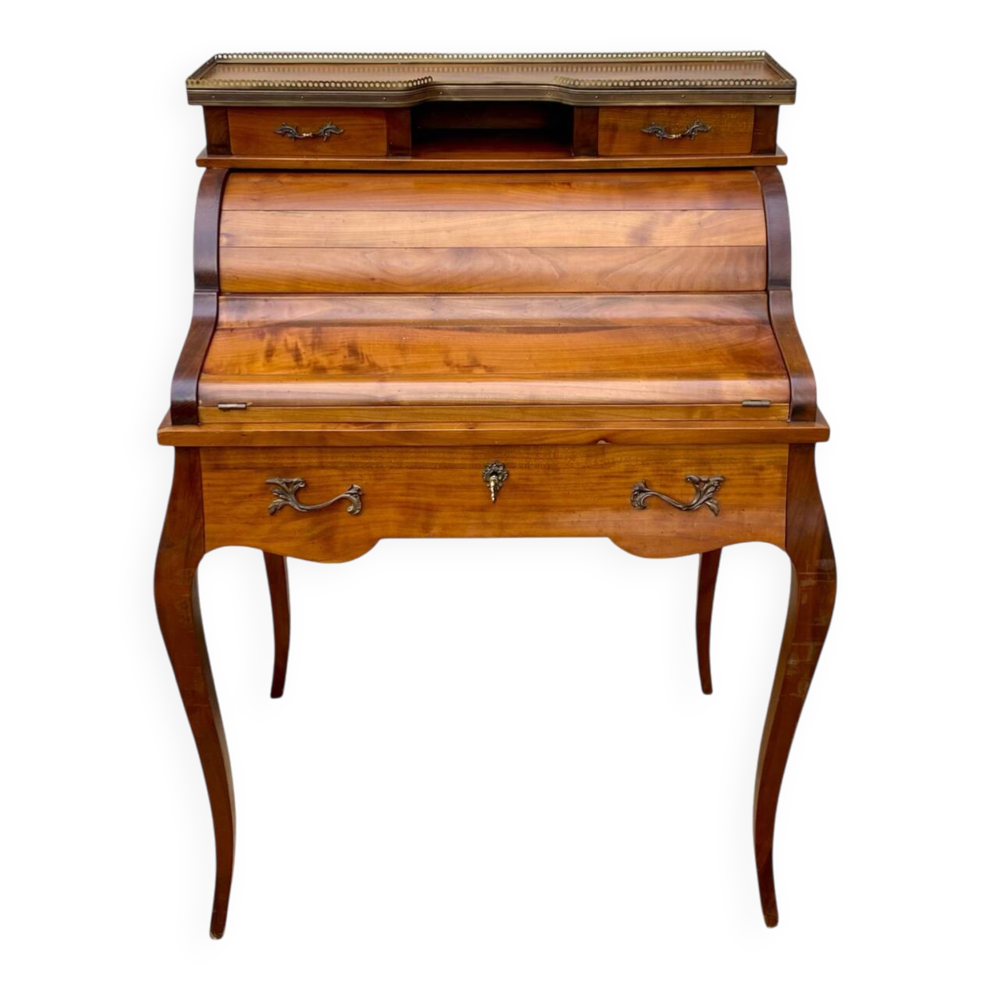 Secrétaire bureau à cylindre de style Louis XV, 6 tiroirs