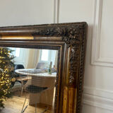 Large antique gilded wood mirror, 108cm x 118cm