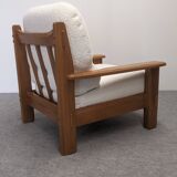 Pair of modernist armchairs in solid elm from the 60s/70s