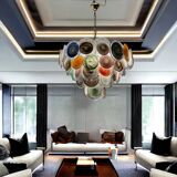 Large Space Age  Murano Glass Disc Chandelier 1970’s