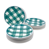 Vintage beige and green checkered service