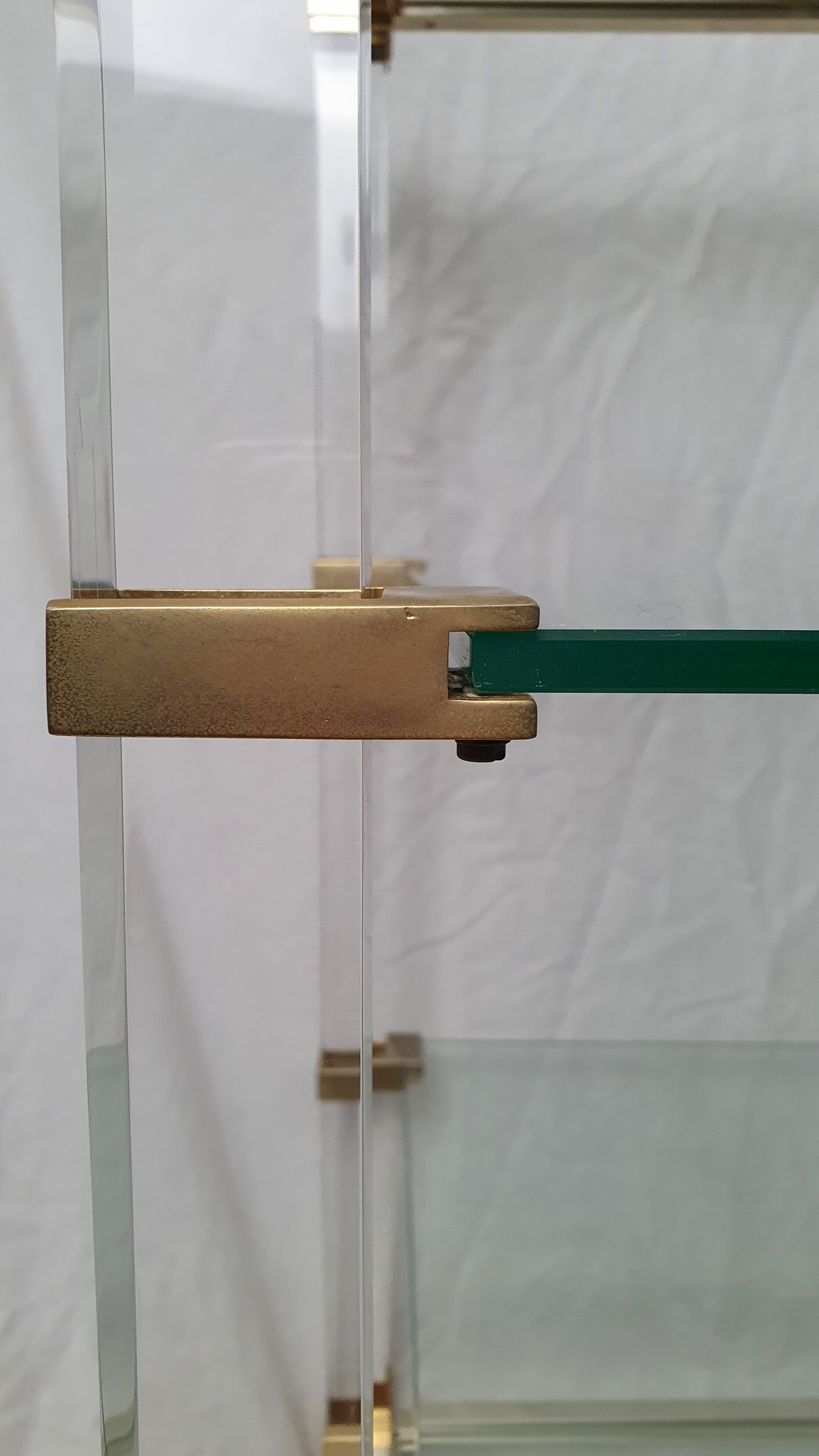 Rolling glass and plexiglass shelf by Pierre Vandel