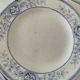 Trio d’assiettes anglaises en faïence fine bleue et blanche, début 20ème