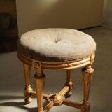 Antique round Gustavian stool, Swedish cabinetmaker, late 18th century.