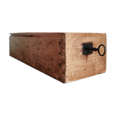 Old wooden drawer with key