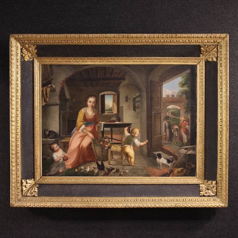 Scène intérieure du 19ème siècle peinture italienne
